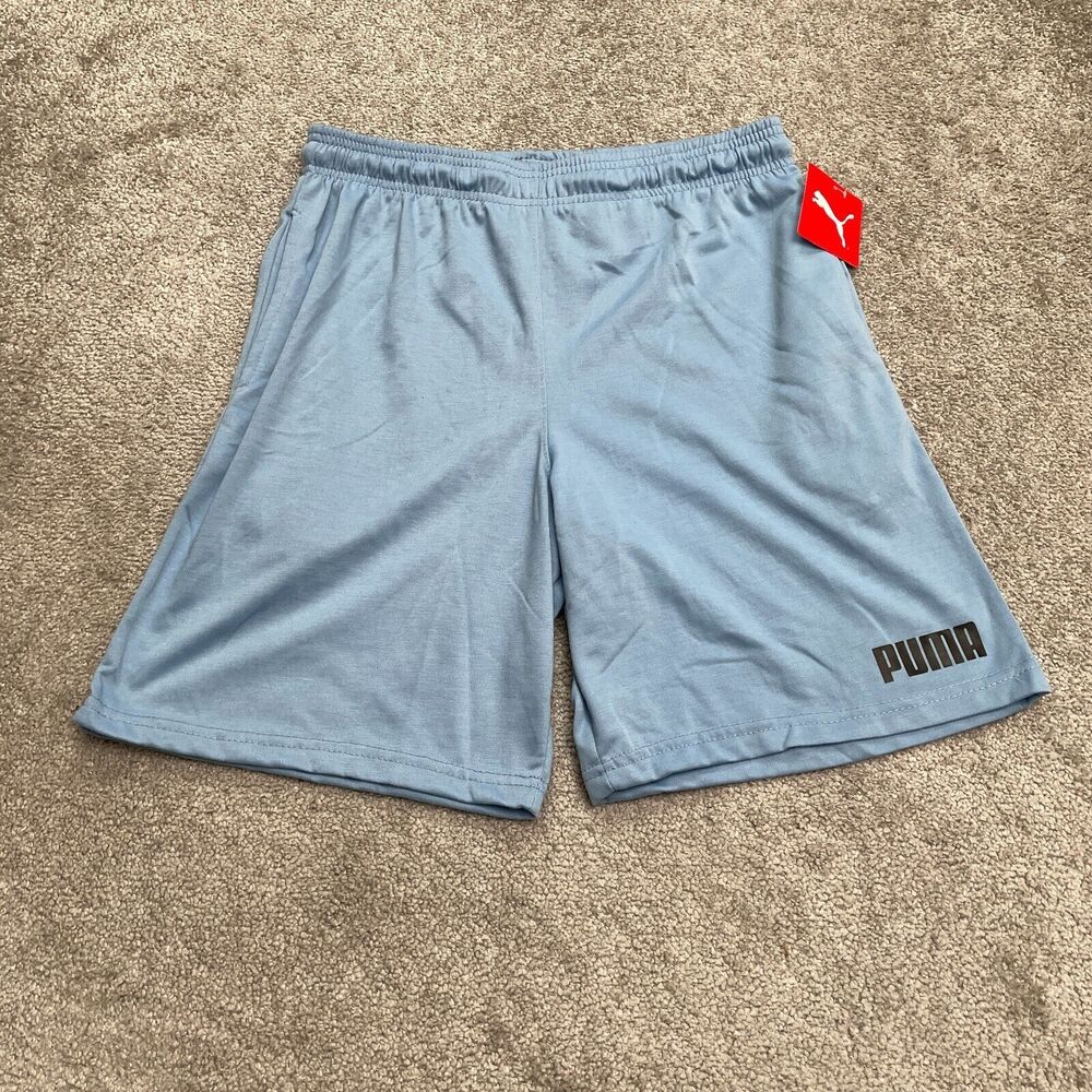 Puma Active Sweat Shorts Mens Medium Blue Elastic Waist Pocket Athletic NWt New